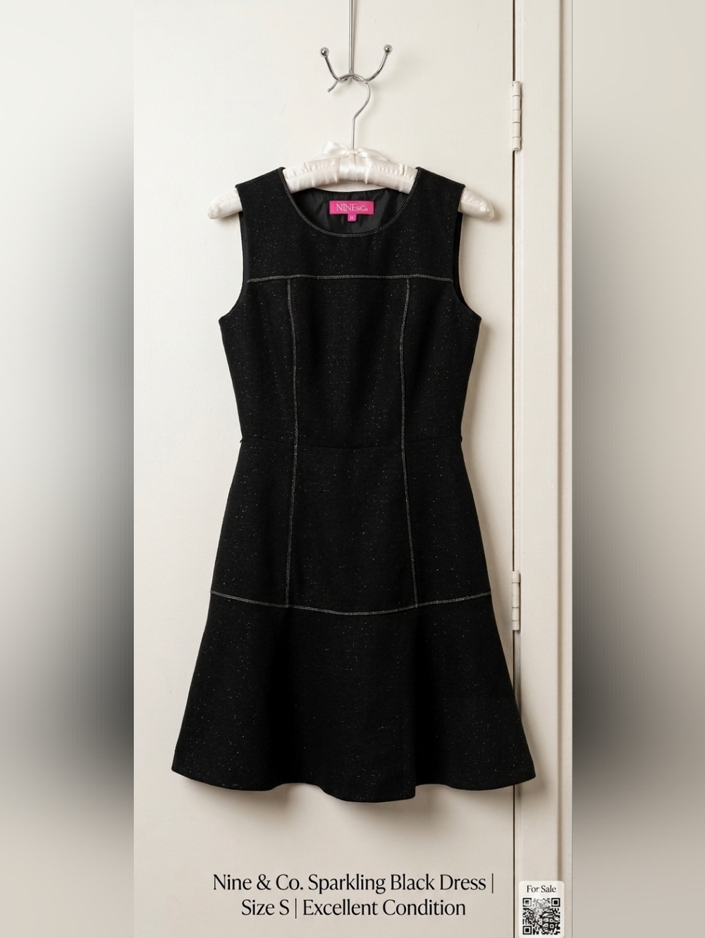 Nine & Co. Sparkling Black Sleeveless Midi Dress